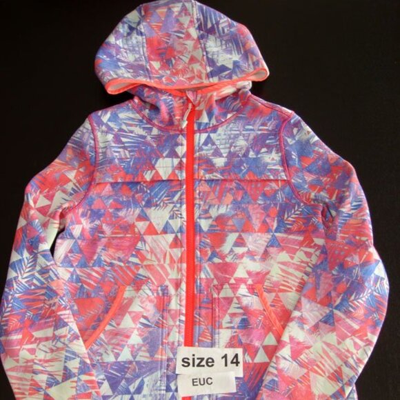 Ivivva Girl by Lululemon 🍋Warm Moments Jacket Thumbholes Pockets Fleece size 14 - Picture 3 of 5